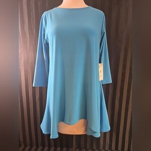 Flawed Size 8 Sympli 3/4 Sleeve Tunic Nu True T Splash Blue Color Round Neckline